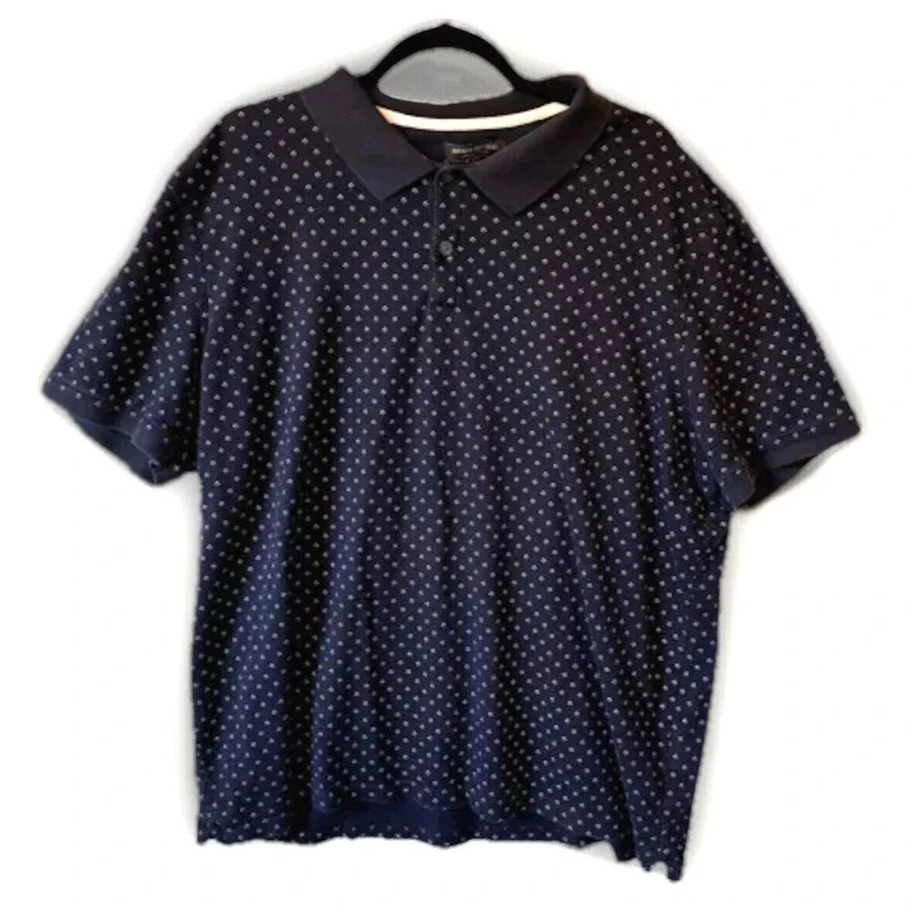 Banana Republic Polo Shirt Men's XXL Blue Dotted 100% Cotton Luxury Touch Soft